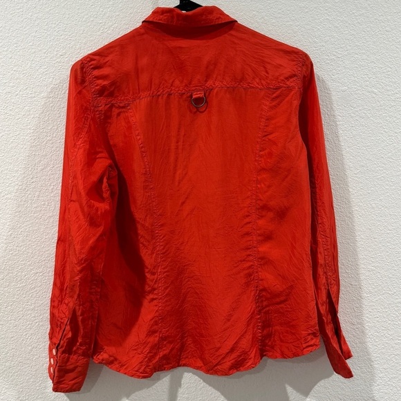 Tommy Hilfiger 100% Silk Burnt Orange Button Front Collared Blouse Shirt Size 4P - Picture 10 of 17